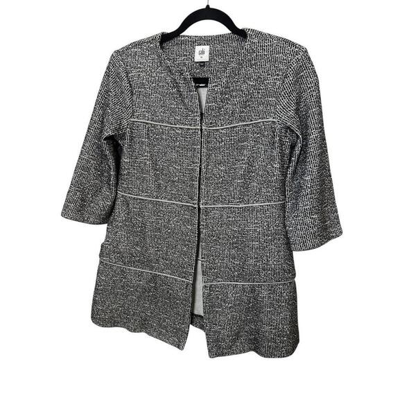 Cabi The Times Gray Knit Jacket Blazer XS 3/4 Sleeves Relaxed Fit Neutral - Picture 2 of 6